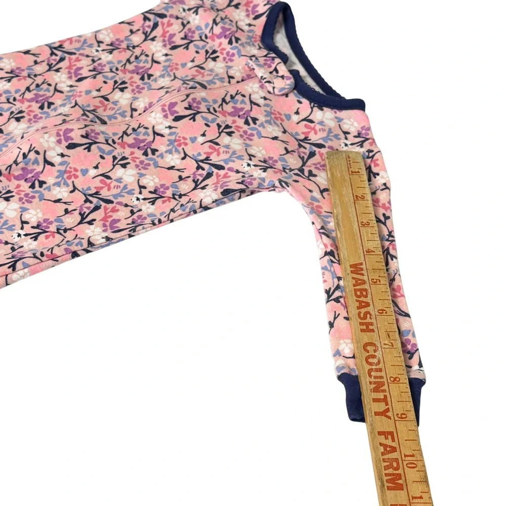 OshKosh Bgosh Baby Girls Pink Floral Full Zip 100% Cotton Sleeper 9 Months